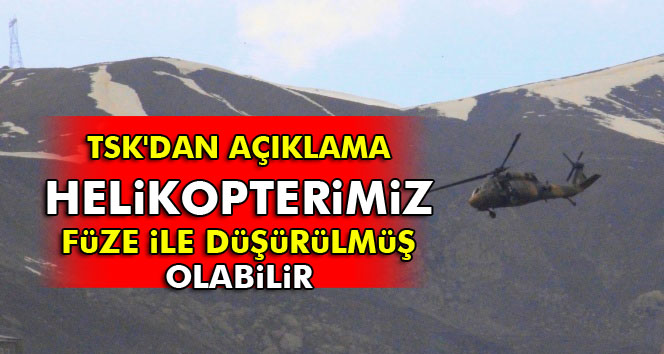 TSK'dan Hakkari'de düşen helikopterle ilgili açıklama