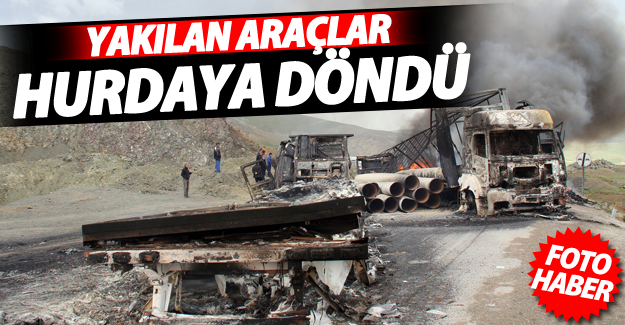 Çaldıran'da yakılan araçlar hurdaya döndü