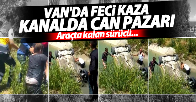 SON DAKİKA! Kanal içerisine ters düşen otomobilde can pazarı