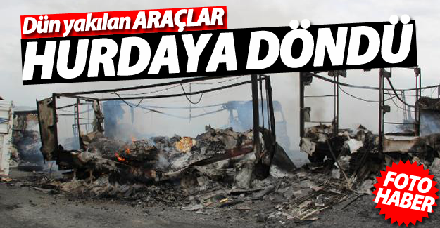 Tendürek'te yakılan araçlar hurdaya döndü