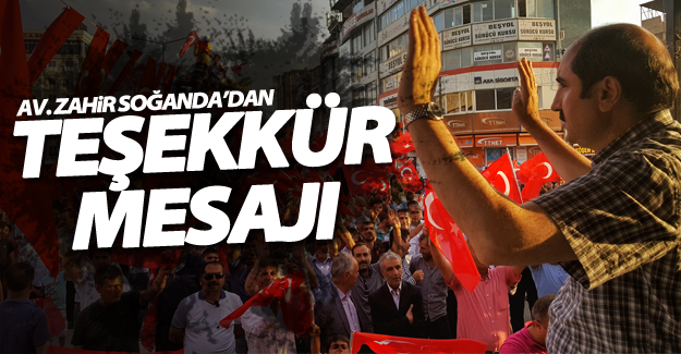 Başkan Soğanda’dan teşekkür mesajı