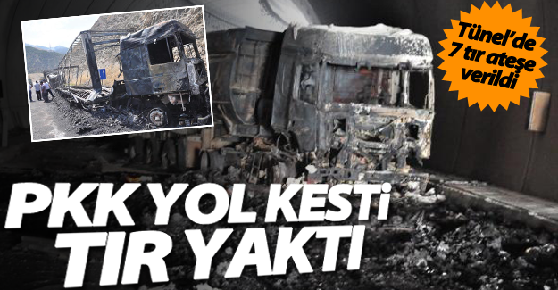 PKK, Bitlis karayolunda tünellerde 7 TIR yaktı