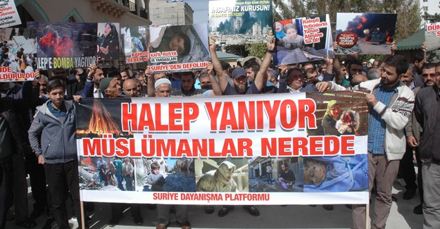 Halep'teki saldırılar Van'da protesto edildi