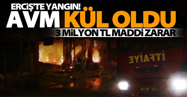 Erciş’te çıkan yangında AVM kül oldu