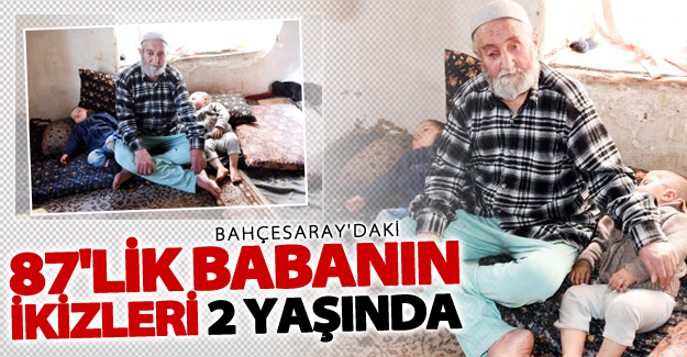 87'lik babanın ikizleri 2 yaşına bastı