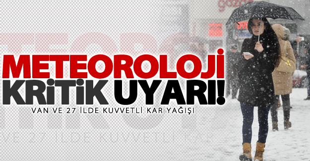 Meteoroloji Uyardı! Van ve 27 ilde kuvvetli kar yağışı bekleniyor