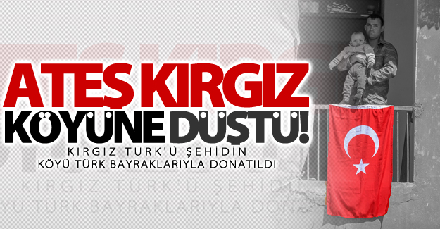 Kırgız Türk'ü şehidin köyü Türk bayraklarıyla donatıldı