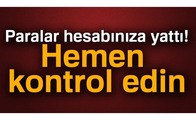 Paralar hesabınıza yattı, hemen kontrol edin