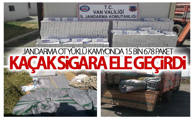 Jandarma ot yüklü kamyonda 15 bin 678 paket kaçak sigara ele geçirdi