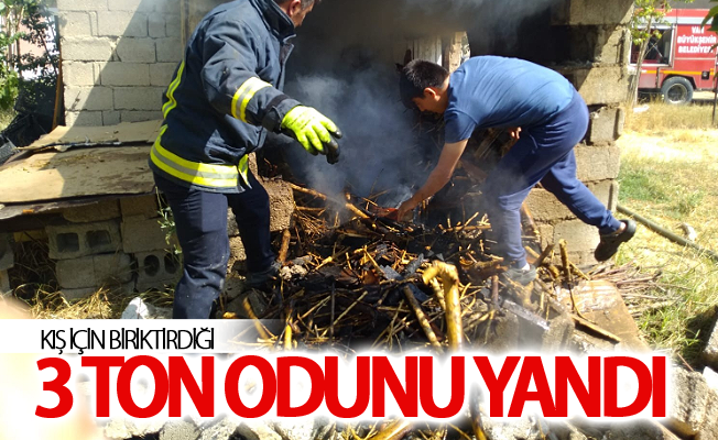 Kış için biriktirdiği 3 ton odunu yandı