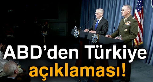 ABD Savunma Bakanlığından Türkiye açıklaması