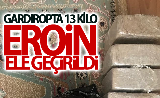 Gardıropta 13 kilo eroin ele geçirildi