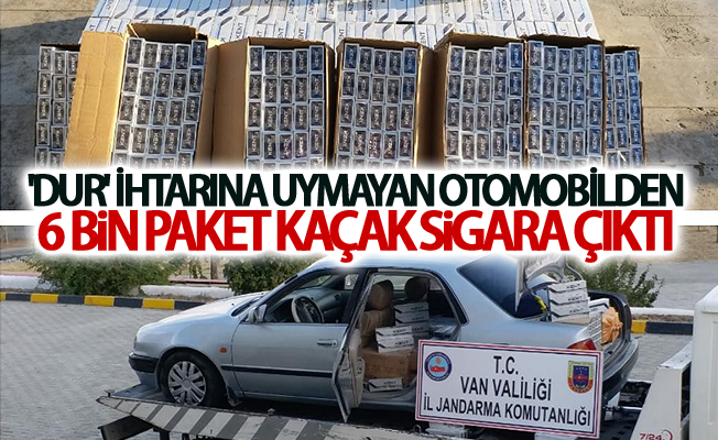 'Dur' ihtarına uymayan otomobilden 6 bin paket kaçak sigara çıktı