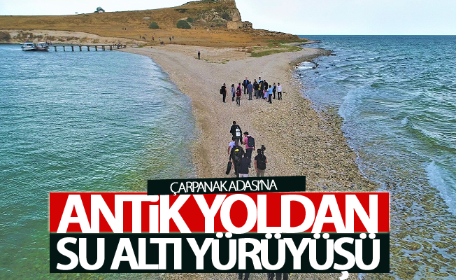 Çarpanak Adası’na antik yoldan su altı yürüyüşü