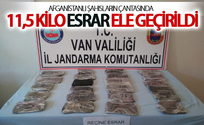 Afganistanlı şahısların çantasında 11,5 kilo esrar ele geçirildi