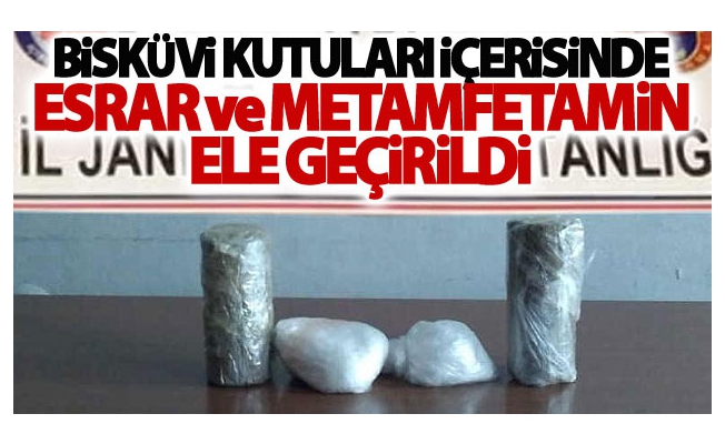 Bisküvi kutuları içerisinde 1 kilo 20 gram esrar ile 420 gram metamfetamin ele geçirildi