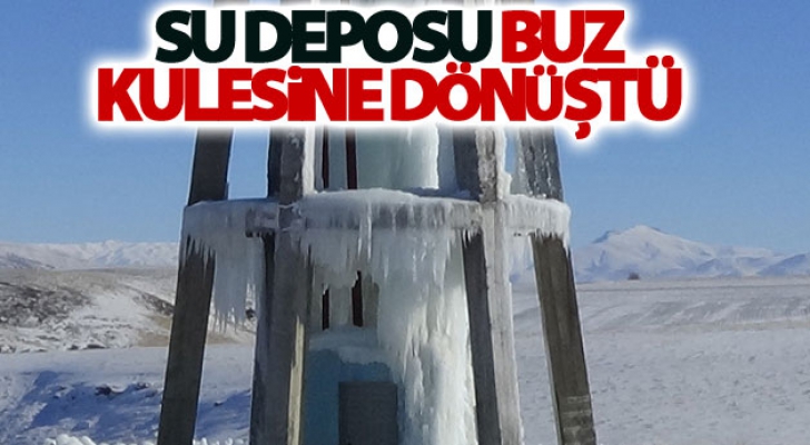 Su deposu buz kulesine dönüştü