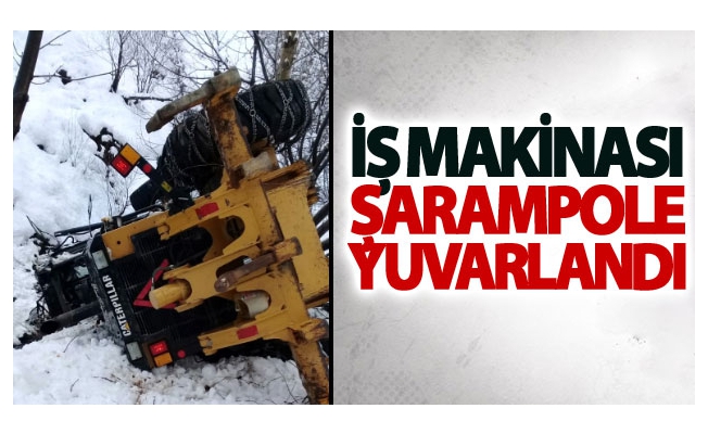 İş makinası şarampole yuvarlandı