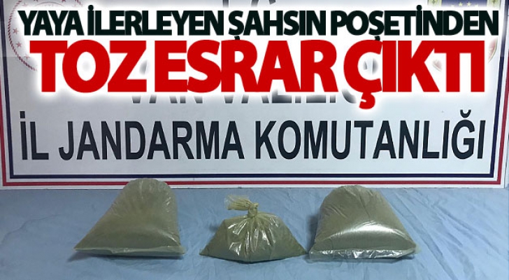 Elindeki poşetten 2 kilo 134 gram toz esrar çıktı