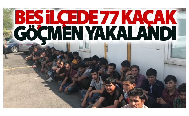 Beş ilçede 77 kaçak göçmen yakalandı