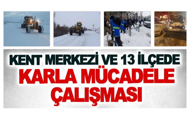 Kent merkezi ve 13 ilçede karla mücadele çalışması