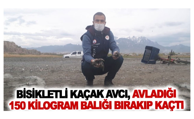 Bisikletli kaçak avcı, avladığı 150 kilogram balığı bırakıp kaçtı