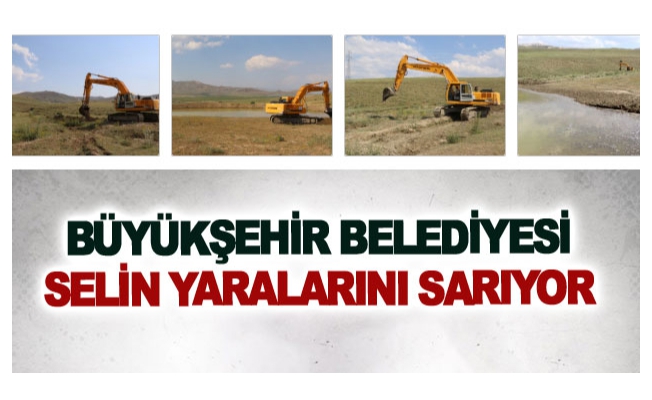 Büyükşehir belediyesi selin yaralarını sarıyor