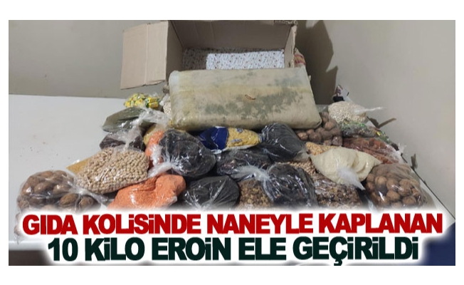 Gıda kolisinde naneyle kaplanan 10 kilo eroin ele geçirildi