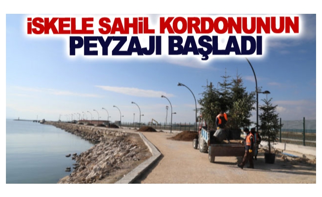 iskele sahil kordonunun peyzajı başladı