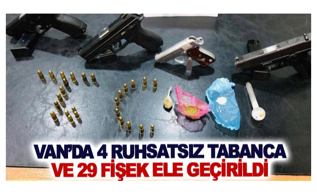 Van’da 4 ruhsatsız tabanca ve 29 fişek ele geçirildi