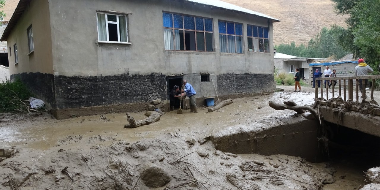 Yağışın Olmadığı Köyü, Yayladan Gelen Su Bastı; Evler Su Altında Kaldı, 2 At Öldü