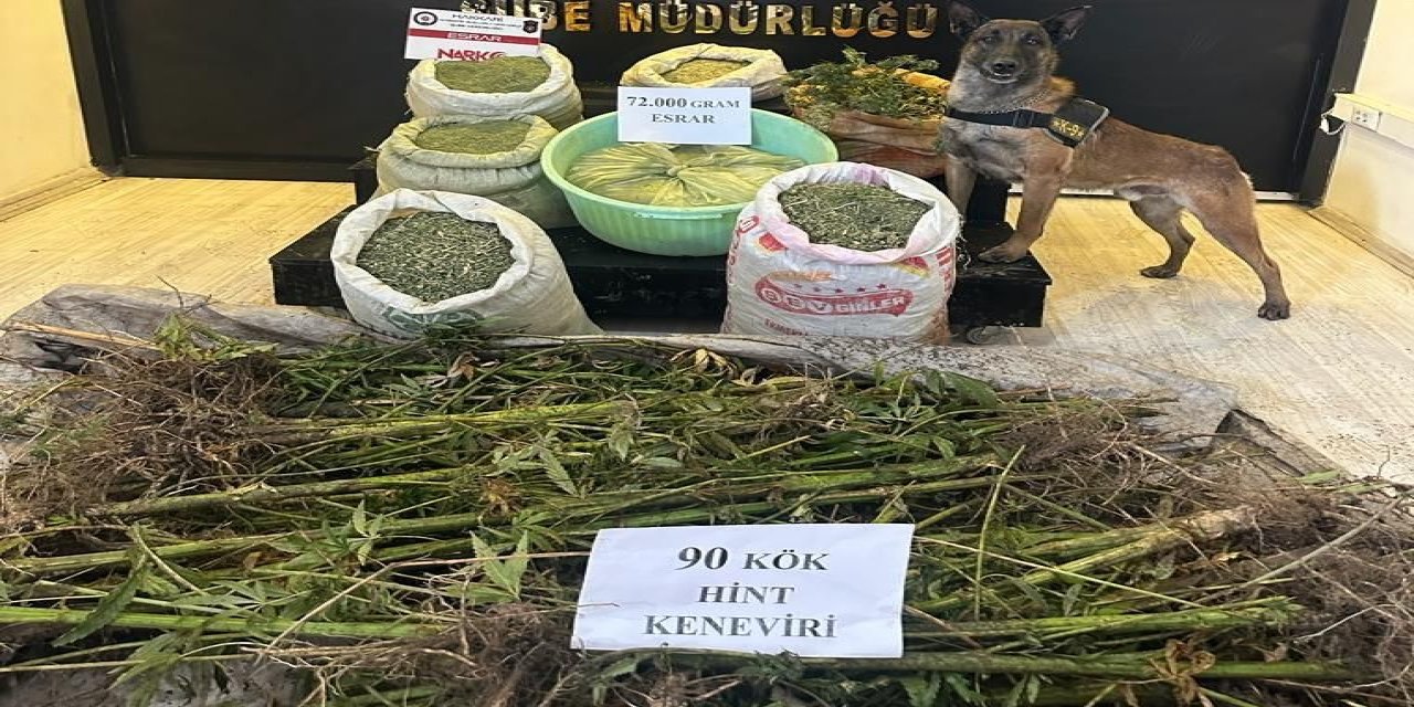 Narkotik Köpeği Rüzgar'ın Da Katıldığı Operasyonda 72 Kilo Esrar Ele Geçirildi; 1 Gözaltı