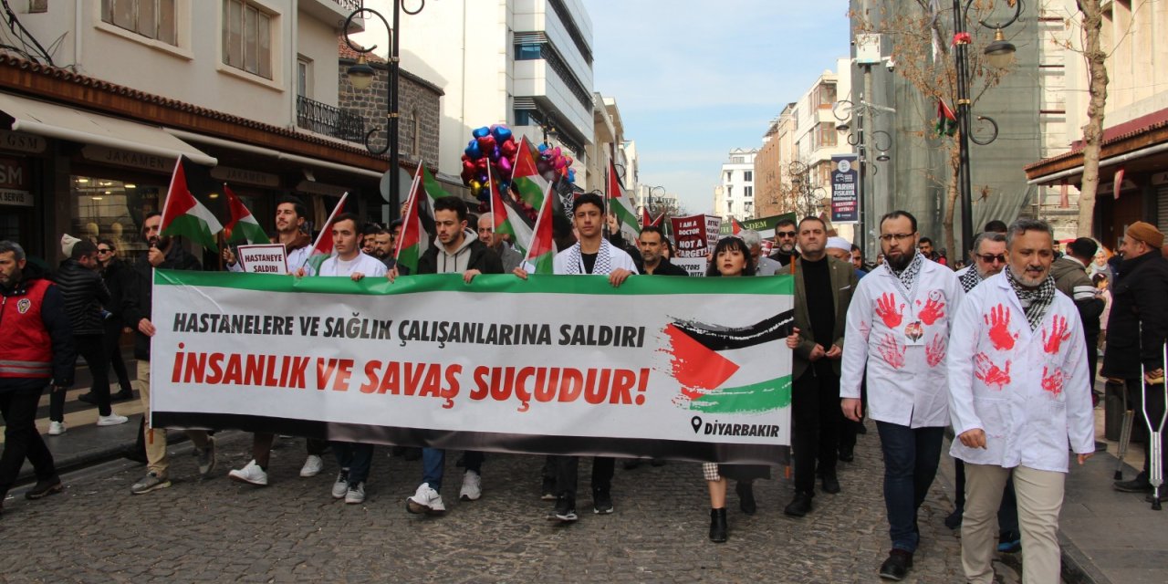 Diyarbakır, Mardin Ve Siirt'te Sağlık Çalışanlarından İsrail'e 'Sessiz Yürüyüş' Protestosu