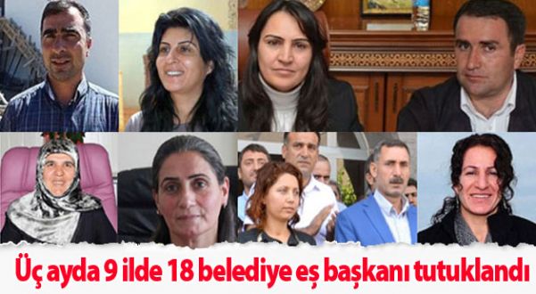 Üç ayda 9 ilde 18 belediye eş başkanı tutuklandı