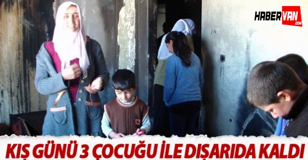 Kış Günü 3 Çocuğu İle Dışarıda Kaldı