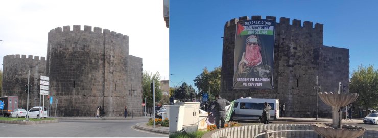 Diyarbakır’da Tarihi Sura Asılan ‘Ebu Ubeyde’ Posteri İndirildi